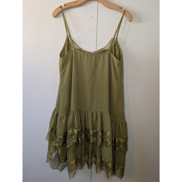 ASOS Cami Tiered Ruffle Mini Olive Dress Size 8 - Picture 15 of 16